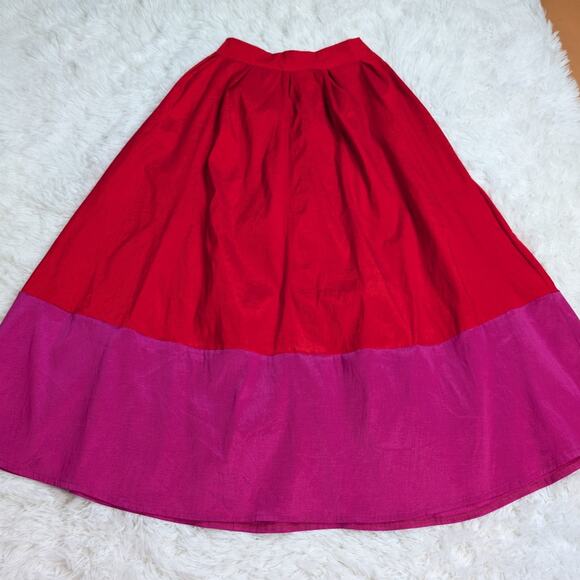 Shabby Apple Color Block Pleated Maxi Skirt Red and Purple Size 0/2 - Picture 3 of 10